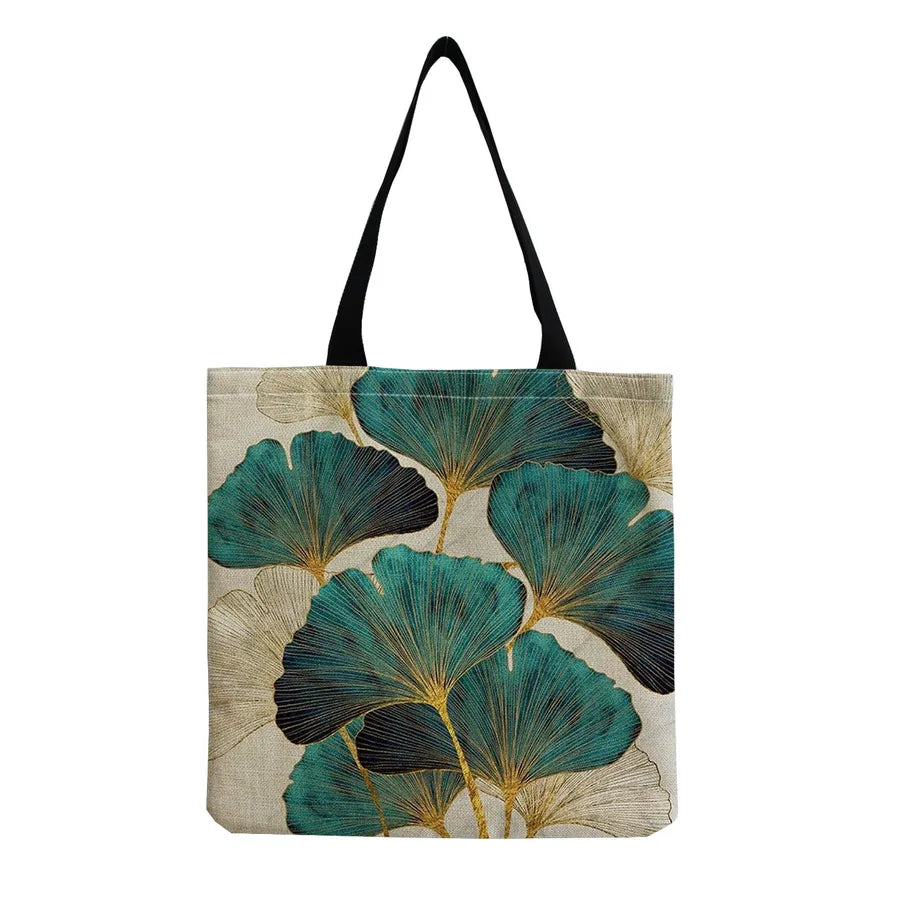 women's tropical leaf shopping bags