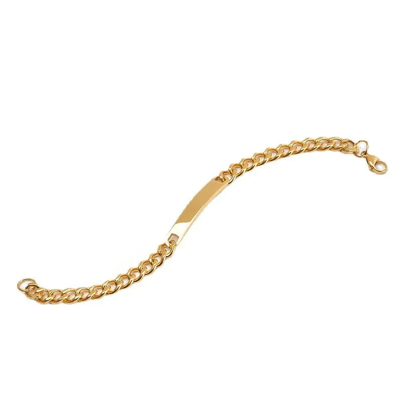 Casual Hip-Hop Solid Color Titanium Steel Chain Couple Bracelets