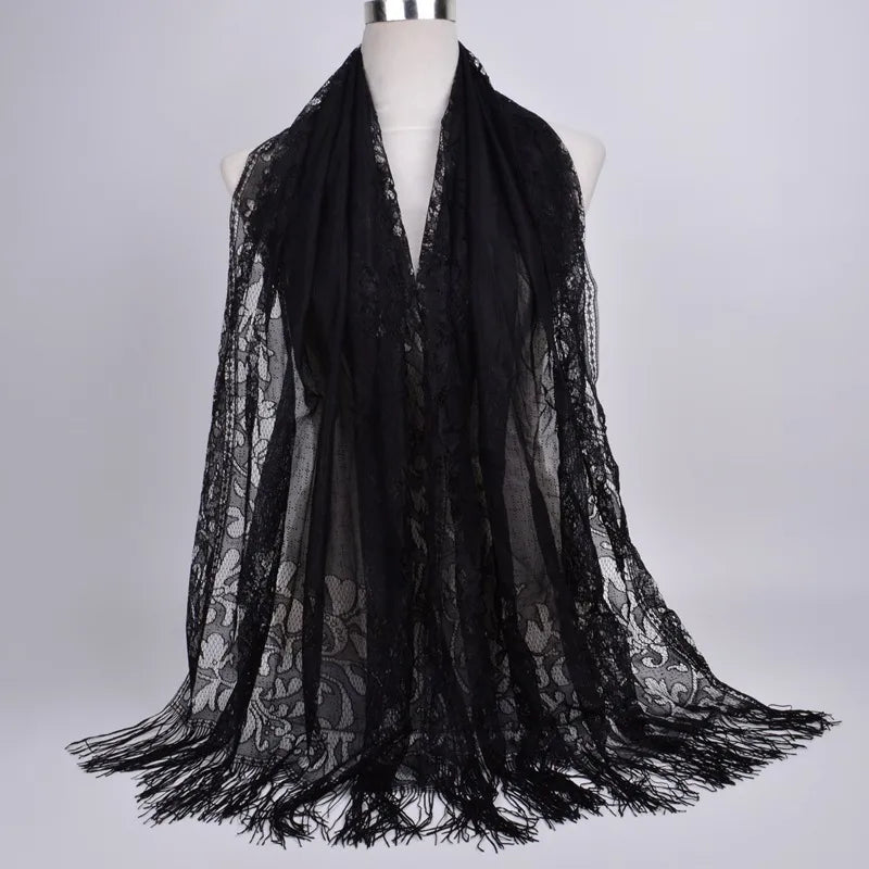 women's streetwear solid color polyester tassel winter scarves