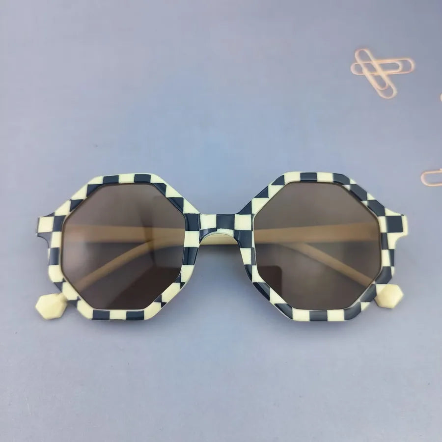 Cute Novelty Modern Style Geometric Ac Tinted Lenses Polygon Full Frame Kids Sunglasses