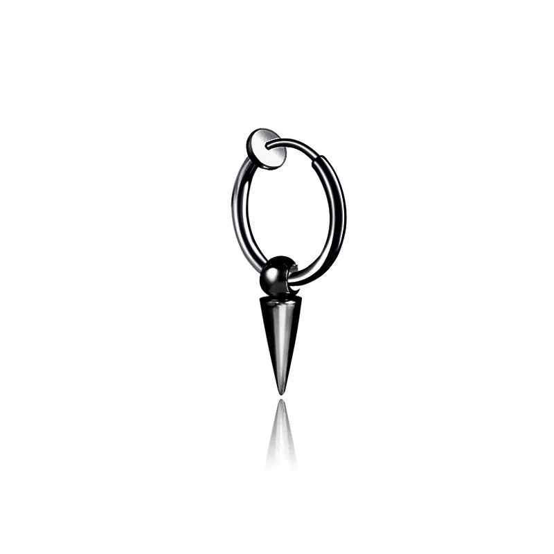 punk titanium steel earrings single point triangular cone earrings single