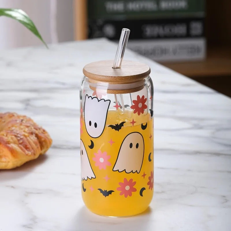 Halloween Cute ghost Fruit Butterfly Glass Water Bottles 1 Piece