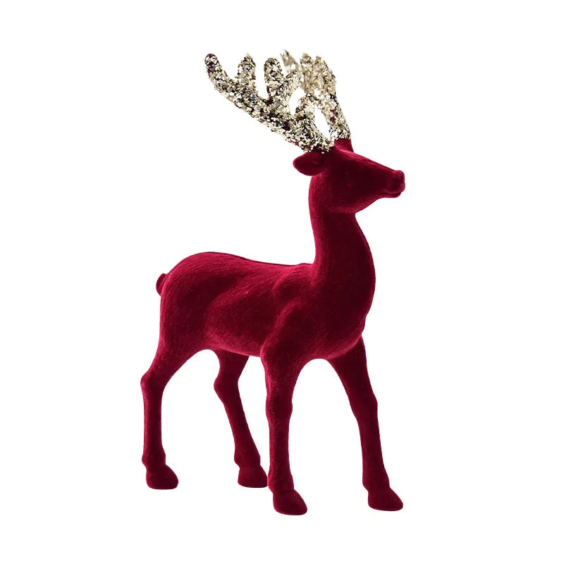 Nuchi Christmas Decorations Plush Deer Decoration Fairy Dust Wine Red Christmas Tree Ornaments American Style Festival Supplies