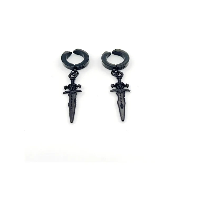 Straight supply earrings ear clip Hanging Sword Men's personality creative fashion Korean temperament long street boys eardrop earring
