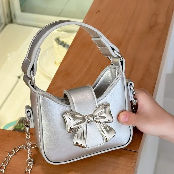 Children's Bag  New Candy Color Bow Mini Handbag Girl's Parent-child Chain Crossbody Bag Red Bag