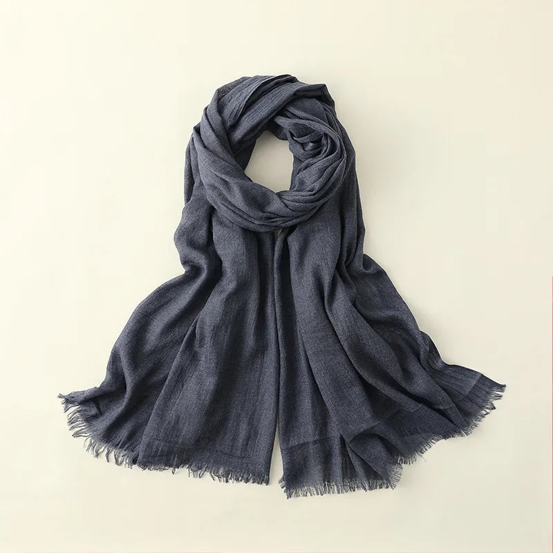 women's simple style solid color cotton and linen silk scarves