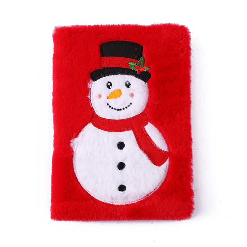 Christmas Cartoon Plush Snowman Notebook Children's Handmade DIY Scrapbooking Book Holiday Gift Memo Notebook Novelty Design