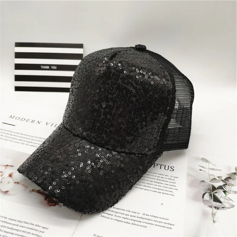 Hat Women's Spring and Autumn Korean Style Trendy  Student Street Sequin Cap Casual Fashion Summer Sunscreen Baseball Cap