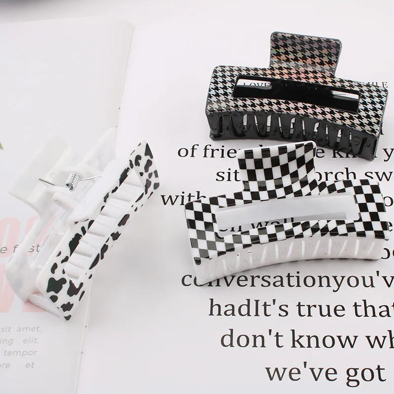 commute New style cow pattern lattice plastic resin hair claws