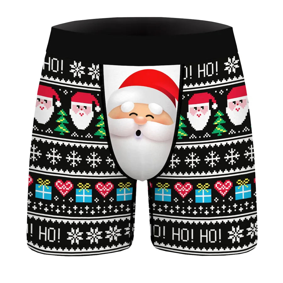 Spot wholesale Christmas digital printing men's sexy underwear comfortable breathable boxers stretch shaped pants