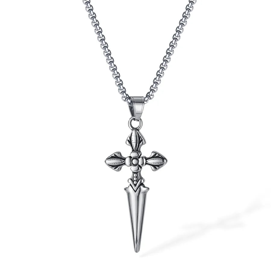 Rock Punk Cross 304 Stainless Steel Men's Pendant Necklace Men Pendant Necklaces