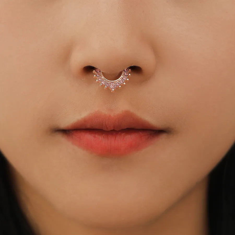 1 Piece Nose Rings & Studs Simple Style Classic Style Color Block Copper Inlay Rhinestones Nose Rings & Studs