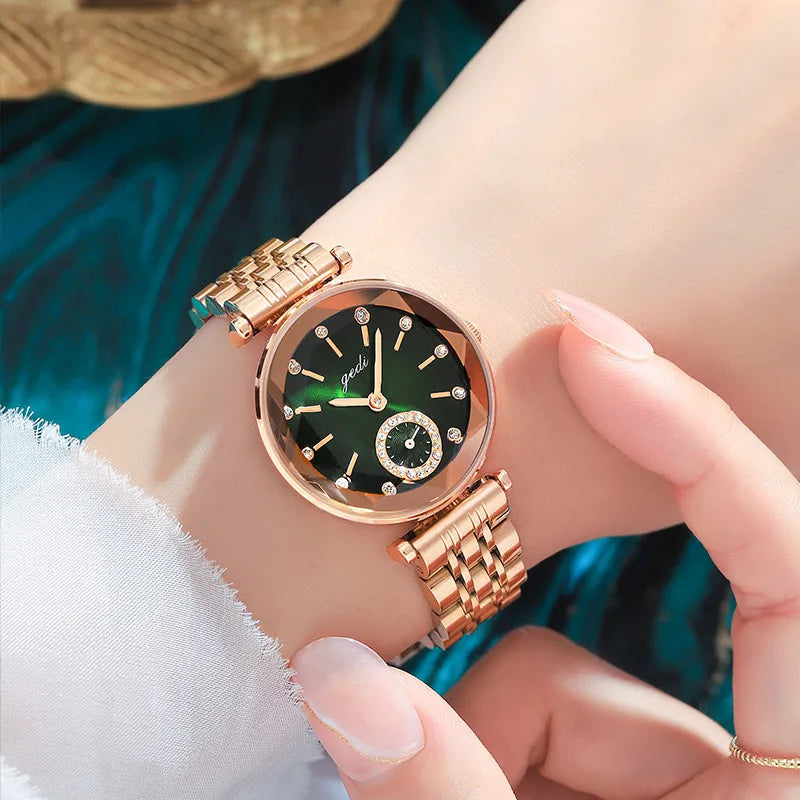 classic style solid color single folding buckle quartz women's watches