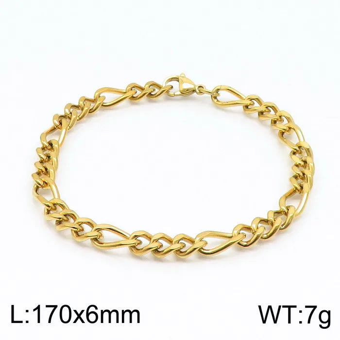 Simple Style Solid Color Stainless Steel Plating 18K Gold Plated Men's Bracelets