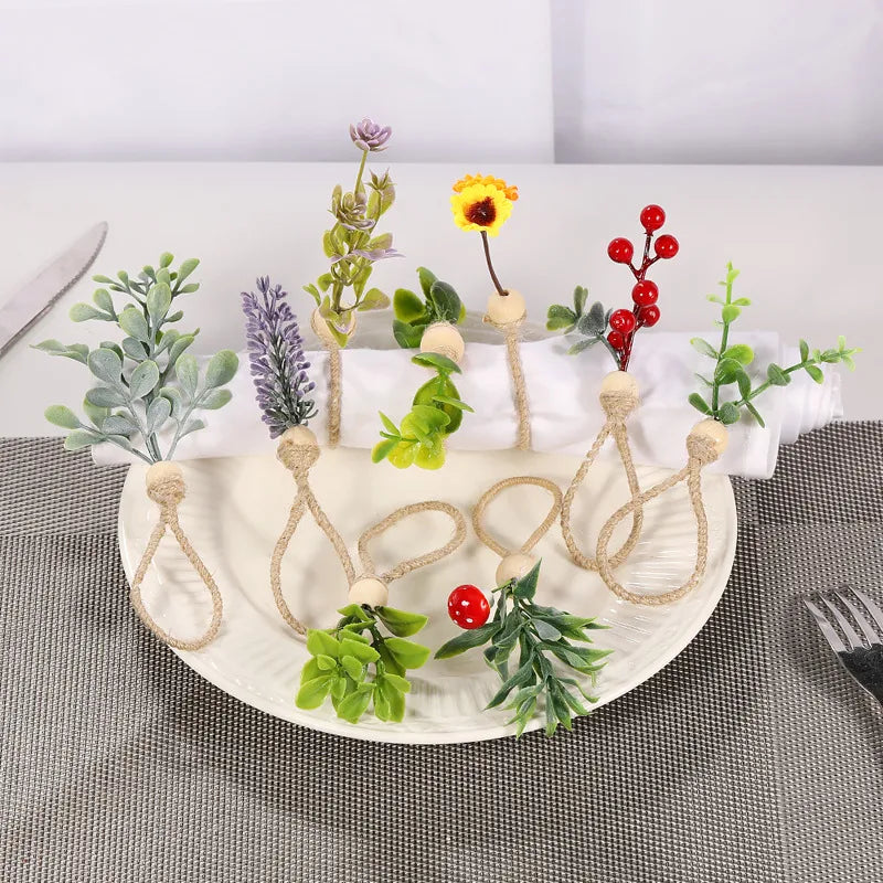 Elegant Pastoral Flower Wood Napkin ring 1 Piece
