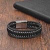 Hip-Hop Geometric Solid Color 316 Stainless Steel  Leather Wholesale Bracelets