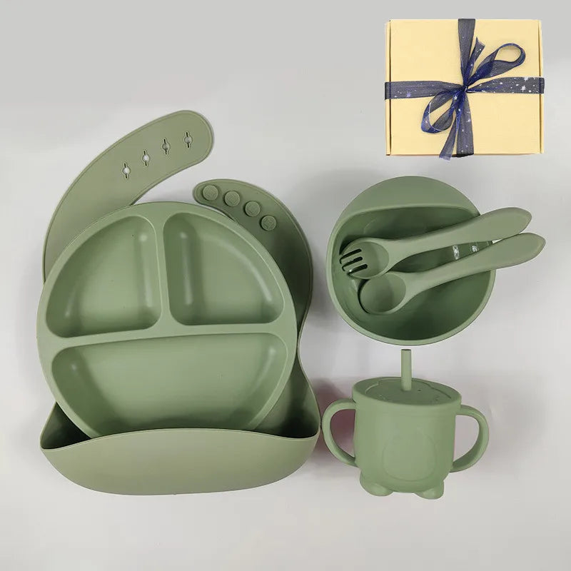 casual solid color silica gel tableware 1 set