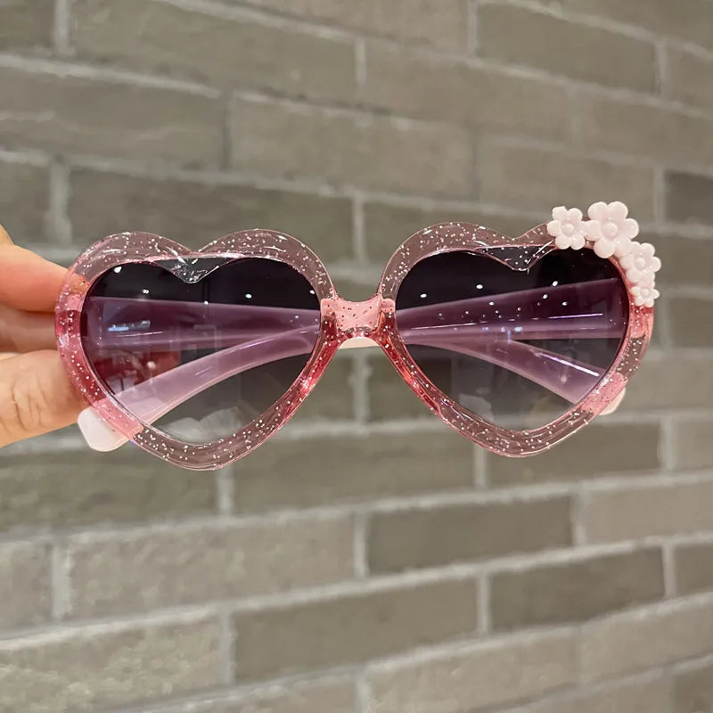 cute heart shape ac special-shaped mirror full frame kids sunglasses