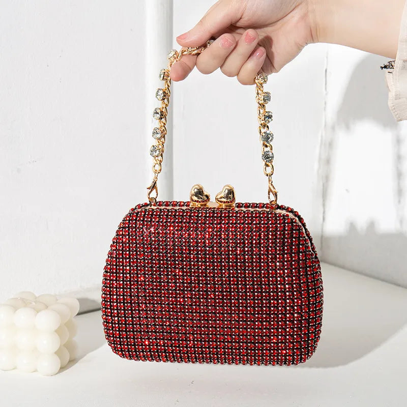 Silver Black Red Pu Leather Solid Color Square Evening Bags
