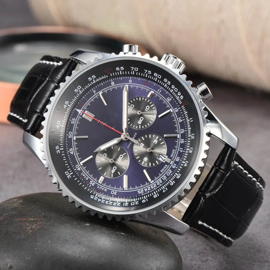 Business Simple Style Solid Color Butterfly Double Snap Quartz Men's Watches