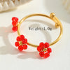 Wholesale Jewelry Casual Cute Simple Style Flower 304 Stainless Steel Crystal 18K Gold Plated Plating Inlay Open Rings