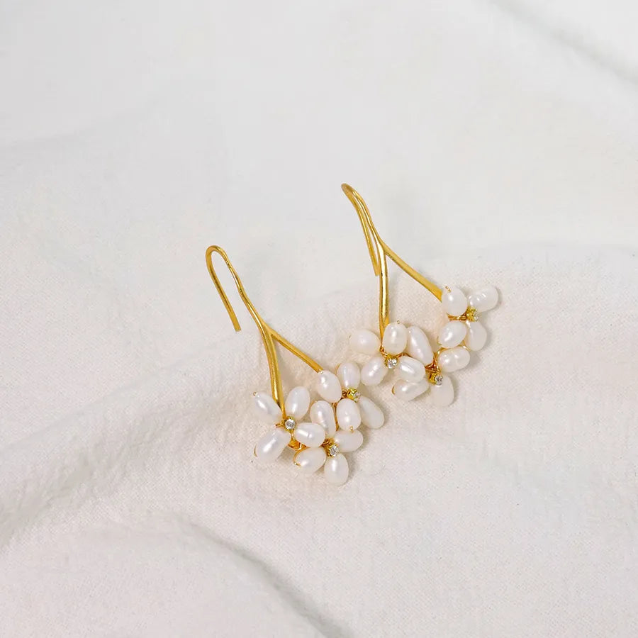 Live broadcast  natural pearl earrings high-grade earrings s925 silver needle women's design natural freshwater real pearl