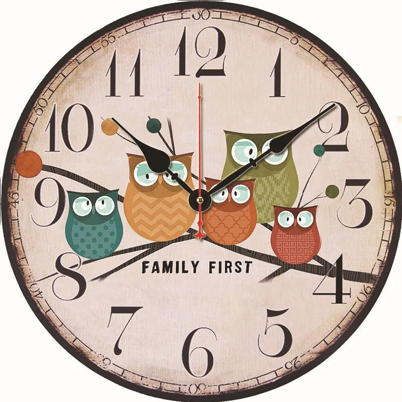 A generation of  wall clock retro simple wooden clock wall hanging decorative round clock creative mute clock
