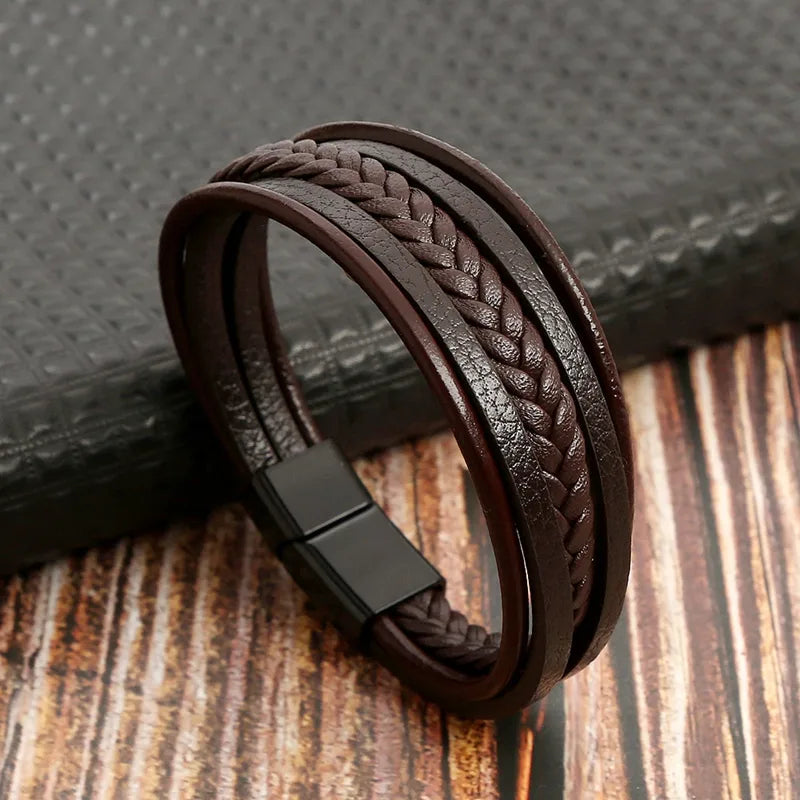 casual solid color alloy handmade men's wristband