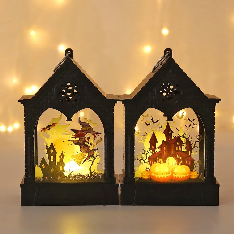 Halloween Decoration LED Lantern Electric Candle Lamp Holiday Atmosphere Decoration Table Decorations Plastic Glass Material