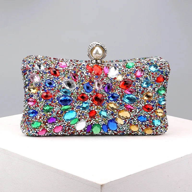 green blue pink pu leather polyester flower pillow shape evening bags