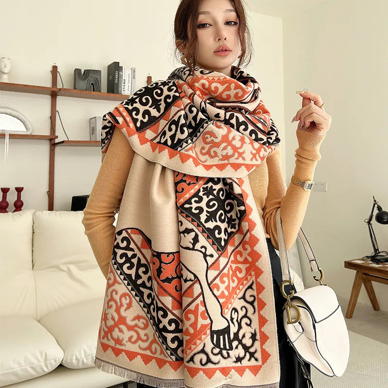 women's elegant classic style totem imitation cashmere scarf