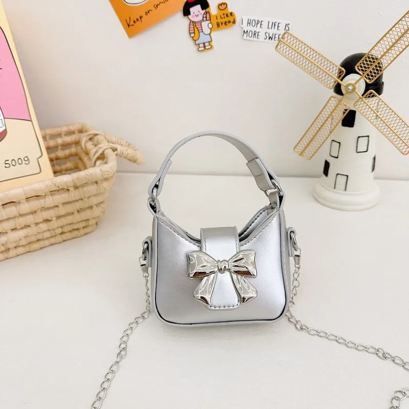 Children's Bag  New Candy Color Bow Mini Handbag Girl's Parent-child Chain Crossbody Bag Red Bag