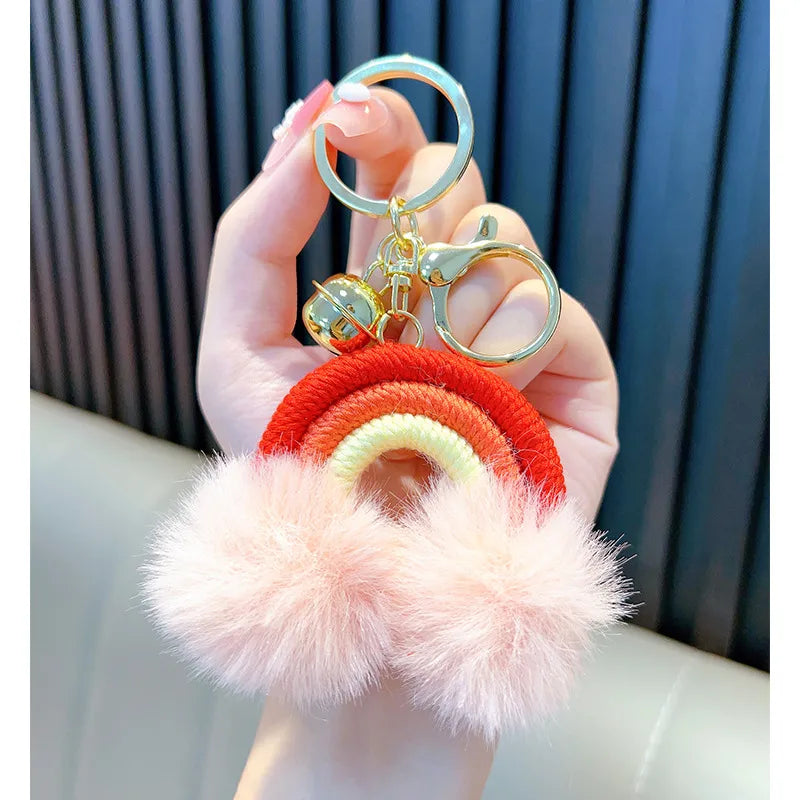 Cute Clouds Rainbow Cotton Unisex Bag Pendant Keychain