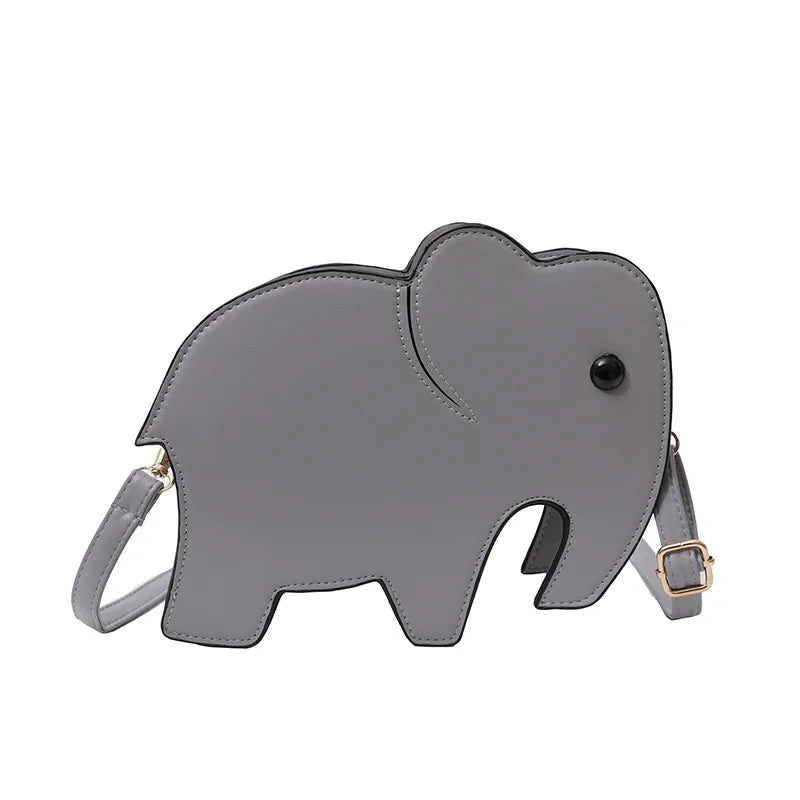 Women's PU Elephant Cute Sewing Thread Square Zipper Crossbody Bag