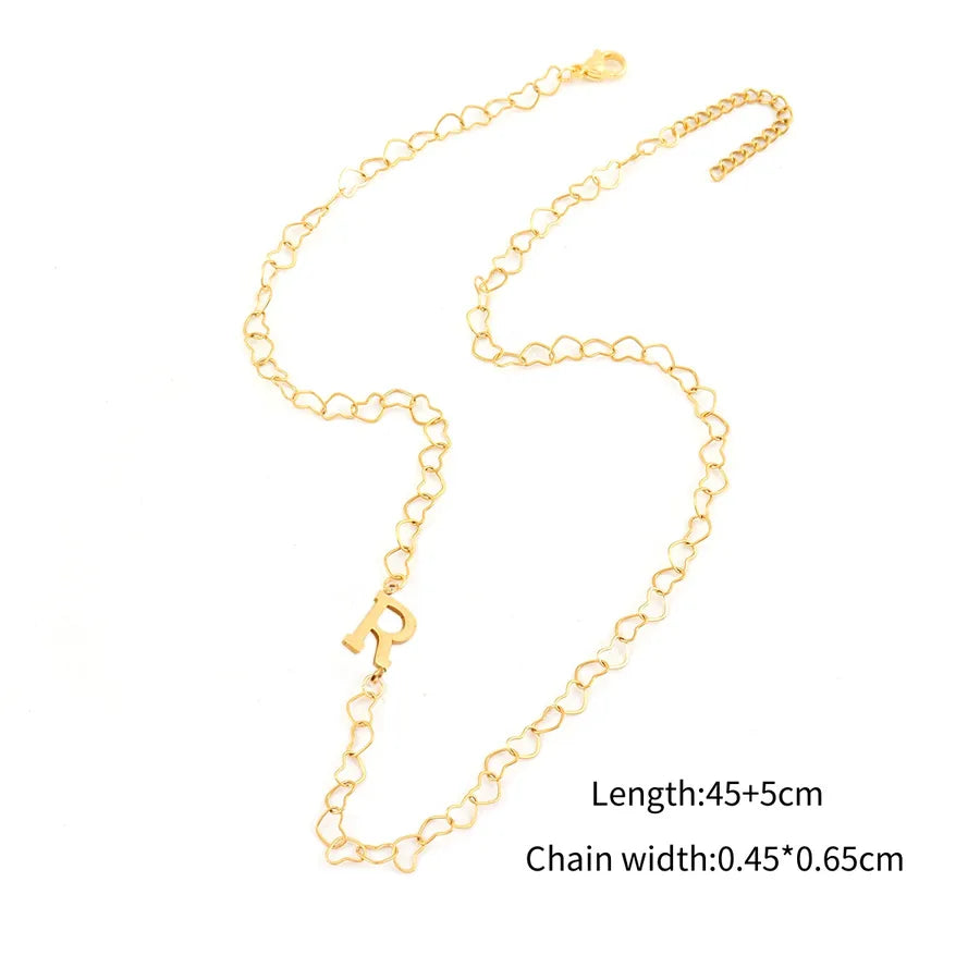 Wholesale Jewelry Elegant Simple Style Classic Style Letter 201 Stainless Steel 304 Stainless Steel Heart-Shaped Chain Pendant Necklace