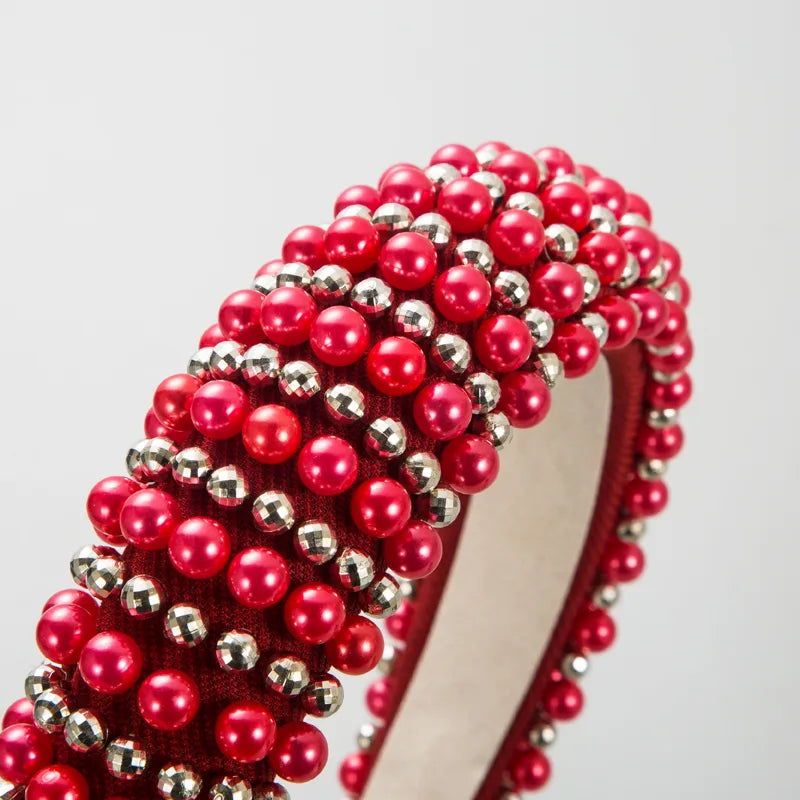 fashion thick sponge pearl headband female online influencer retro headband high skull top hair accessories