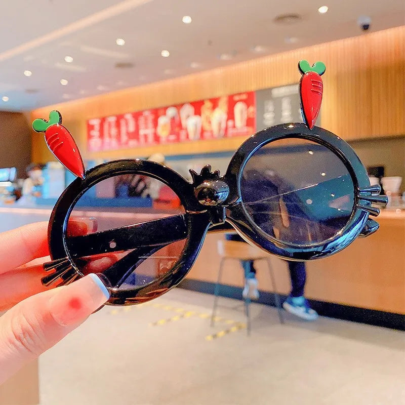 Cute Novelty Carrot Acrylic Round Frame Full Frame Kids Sunglasses