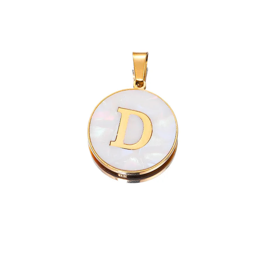 1 Piece 22mm Hole 4~4.9mm 304 Stainless Steel Fritillary Letter Pendant Jewelry Accessories