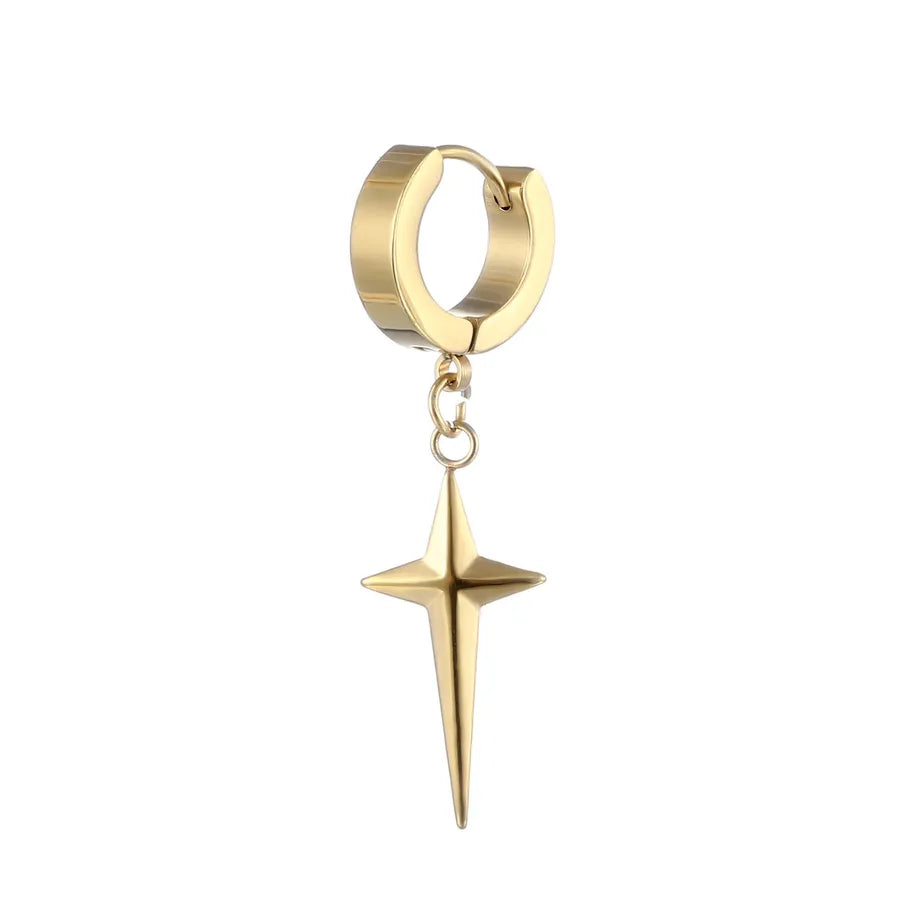 1 piece simple style star plating titanium steel drop earrings