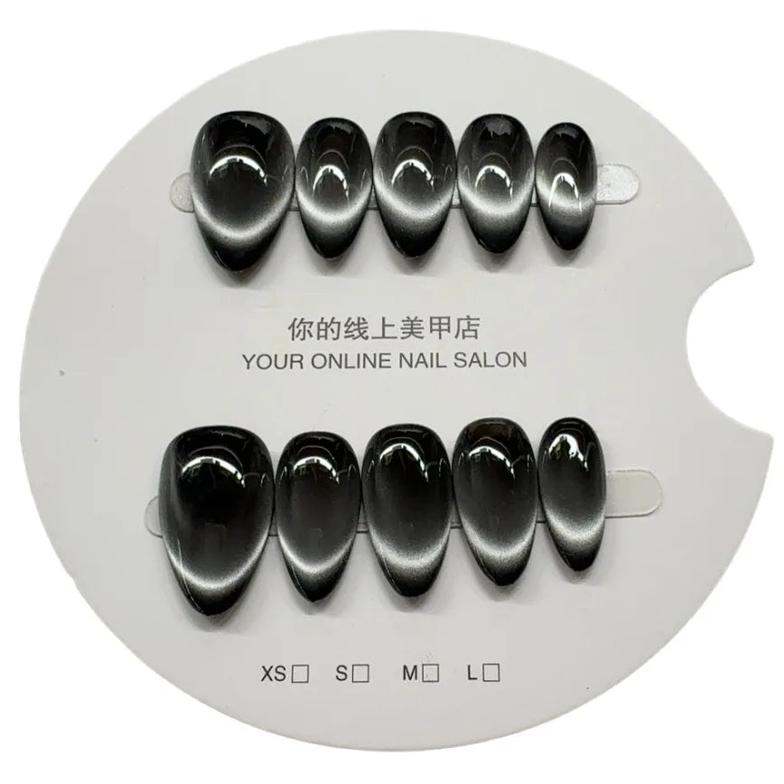 Handmade Wearable Nail Art Phototherapy Finished Product Sparkling Crystal Stone Cat's Eye Removable Starry Sky Pattern Simple Style