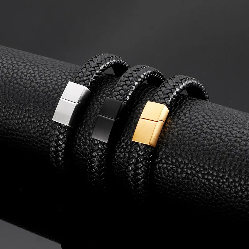 Punk Modern Style Geometric Titanium Steel Plating 18K Gold Plated Men's Bangle