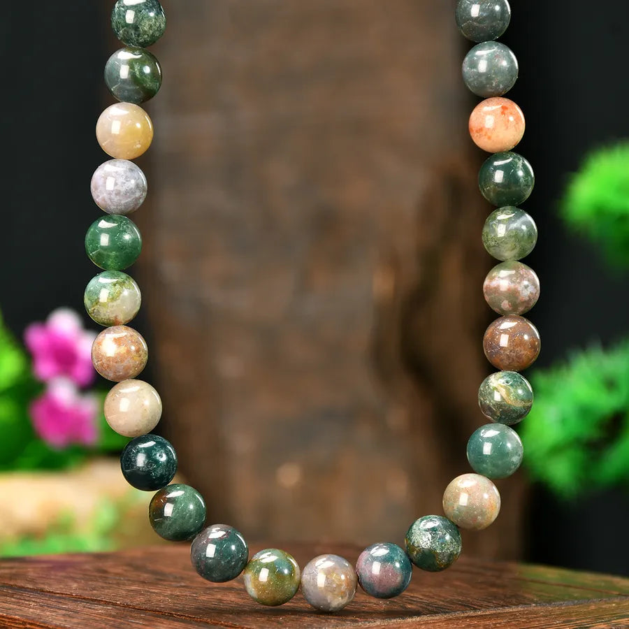 Pastoral Round Alloy natural stone Beaded Chain Necklace In Bulk