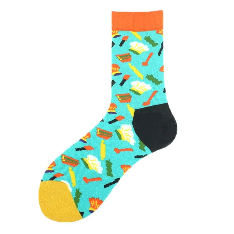men's casual geometric cotton crew socks a pair