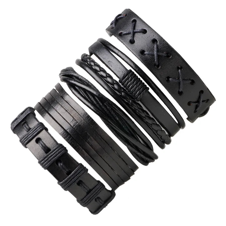 fashion five-piece leather bracelet men's jewelry wholesale