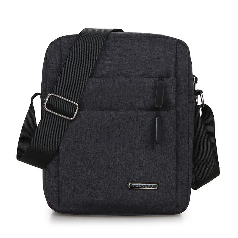 Men's Solid Color Oxford Cloth Zipper Shoulder Bag