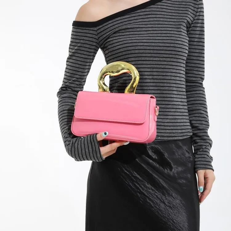 Summer New Style Hand-Painted Electroplated Leather Shoulder Bag Fashionable City Commuter Bag Ladies Crossbody Bag Bride Bag