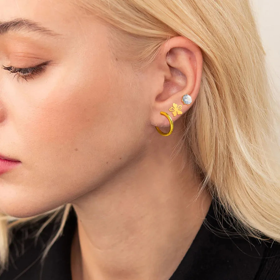 IG Style Casual Simple Style Flower Plating 201 Stainless Steel Zircon 18K Gold Plated Butterfly Backs Earrings