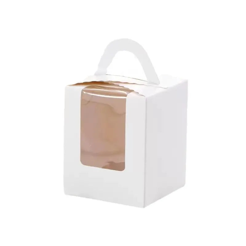 Individual Mini Dessert Paper Cupcake Muffin French Mousse Packaging Box Handheld Window Design for Baking Supplies