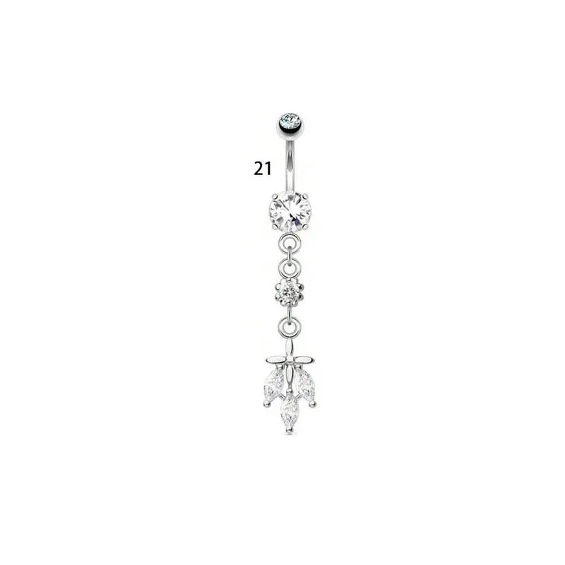 1 Piece Belly Rings Simple Style Classic Style Solid Color 304 Stainless Steel Inlay Zircon Belly Rings