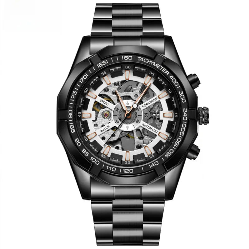 A generation of Forsining Full hollow men's automatic mechanical watch men's watch steel band watch wholesale watch